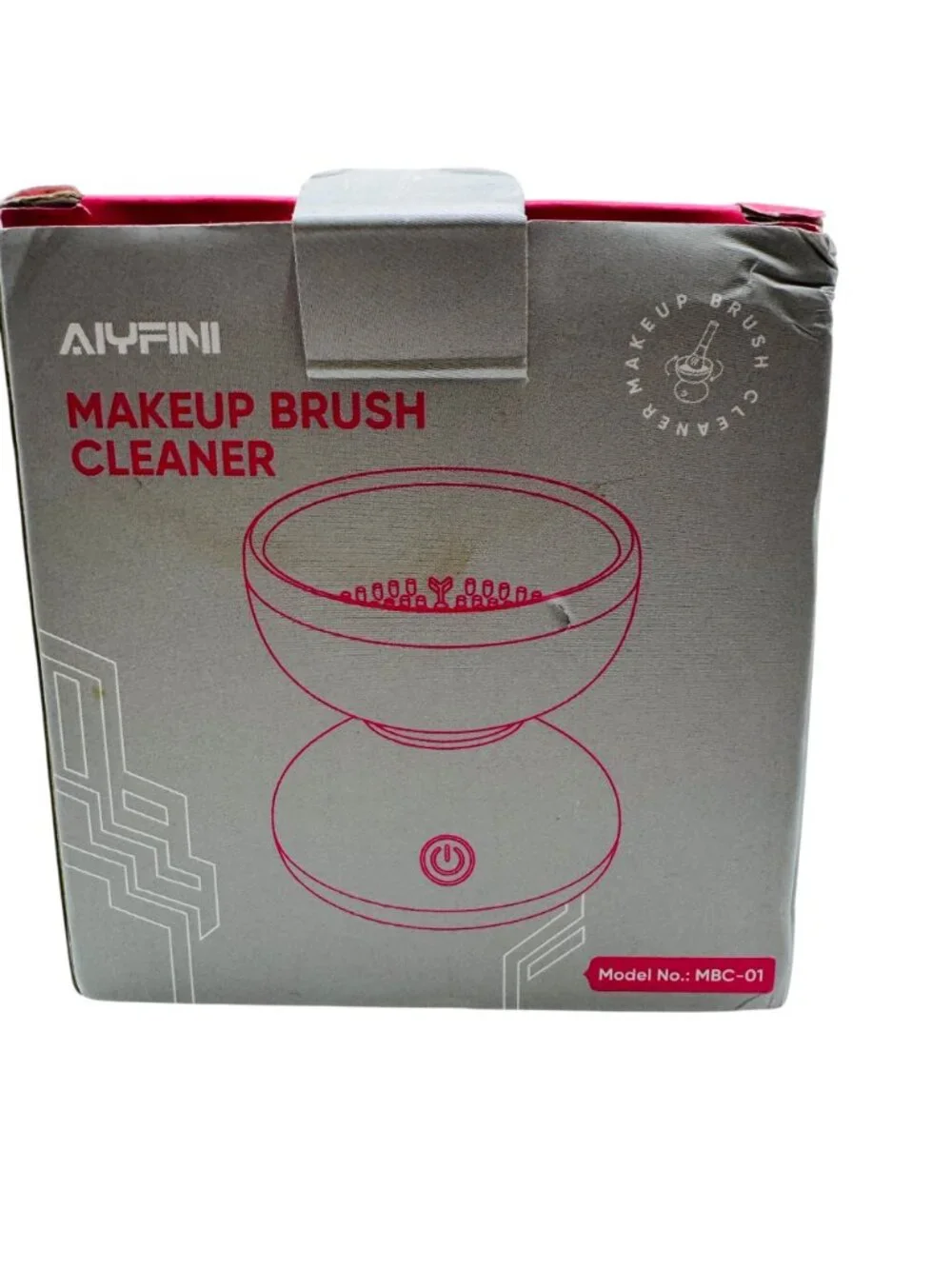 AIYFINI Electric Makeup Brush Cleaner USB Charging Portable Gray & Pink Silicone
